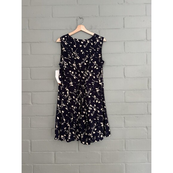 NWT E.D. Michaels by Melanie Druker Vintage Navy Floral Midi Dress Size 12 Boho - Picture 2 of 10